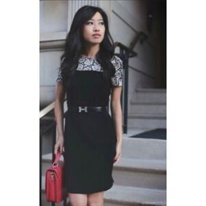 Vince Camuto Women Black Lace Floral Print Dress Size 0